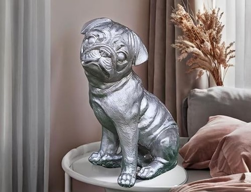 Silver pug sculpture dog - pug,