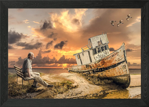 Old man and his ship - , framed