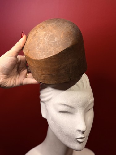 Vintage hat block wooden - hat,