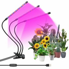 LED Grow Light, 3Heads Red Blue White Full Spectrum Plant Light with Clamp UK
