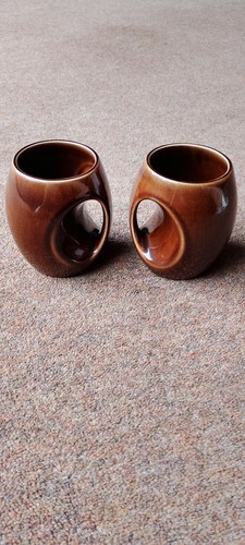Pair holkham pottery brown - pair,