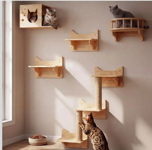 Cat wall shelves set - cat,