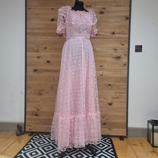 Vintage 1970s Pink Evening Bridesmaid Maxi Dress Fits 14-16 Cottagecore bg17