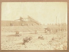 View of an unidentified mine entrance.  Rare 1880s albumen photograph