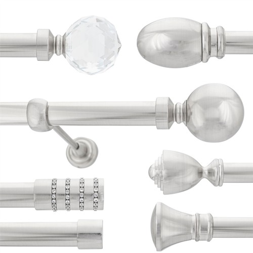 Single metal curtain pole set - single,