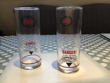 Retro high ball  whisky glasses, clear with logo.