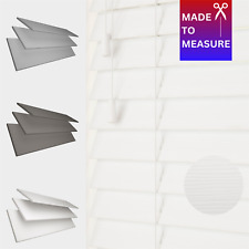 MADE TO MEASURE FAUX WOOD STRING VENETIAN BLINDS 50MM SLATS WHITE GREY