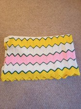vintage hand knitted blanket large granny knit Chevron Afghan crochet 