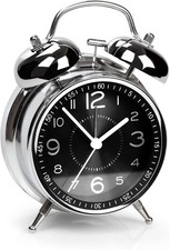 Super Loud Alarm Clock for Heavy Sleepers Adults, Twin Bell Retro Black 