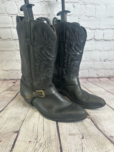 Black leather western - western, boots