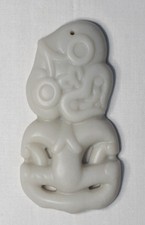 White Hetian Jade Maori Tiki