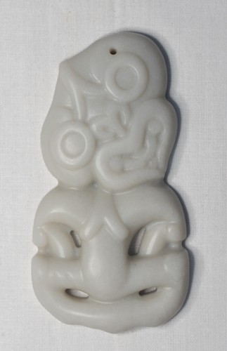 White hetian jade maori tiki - hetian,