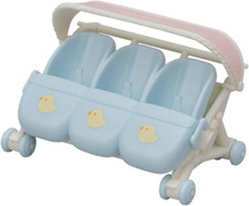 Blue Triplets Stroller Dollhouse Playset L5533
