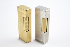 Dunhill Rollagas Pocket Lighters Inc Silver & Gold Toned *Good Spark*