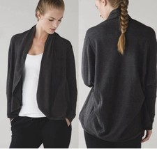 Lululemon sz. 4 To & Flow Wrap Knit Jacket Open Front Cardigan Sweater Heathered