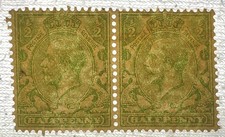 GB. GV 1912. RARE ERROR! ½d Green MISSING "G" in WMK - Royal Cypher in mint pair