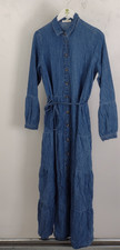 Per Una Women's Long Denim Dress Size 10 Tiered Look Blue NWOT F2