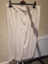 New Without Tags Size 20 Ladies Linen Mix Wide Leg Cream Trousers From Primark