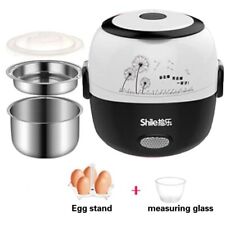 Electric Mini rice cooker 2 layers 1L stainless steel portable egg stand compact