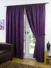 Pencil Pleat Thermal Blackout Curtains Pair Ready made with 2 FREE Tie Back