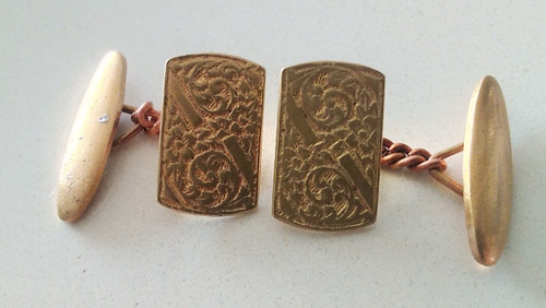 Antique cufflinks flower - cufflinks,