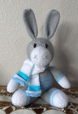 donkey handmade,  hand knitted soft toy  grey white & blue donkey  flowerpower37