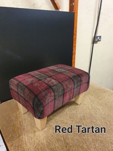 Red tartan footstool - red,