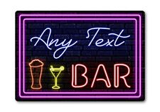 Personalised Bar Sign METAL. Neon Cocktail Plaque. Home Pub Mancave Shed Club