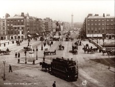 1890 Sepia Photograph Original Plate DUBLIN CITY IRELAND SACKVILLE ST CLOCK RARE