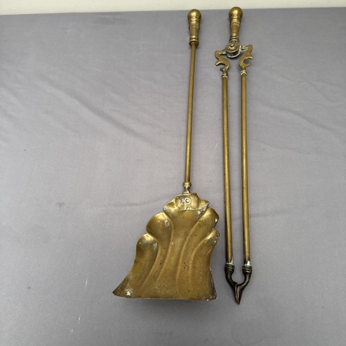 Victorian solid brass fire - brass,