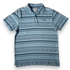 Vintage Ocean Pacific OP Men’s Polo Shirt XL Blue Striped 100% Cotton Surf Beach