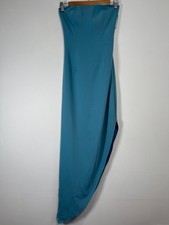 Reiss Asymmetric Maxi Dress Size UK 4 Topaz Blue Strapless Prom Party Evening