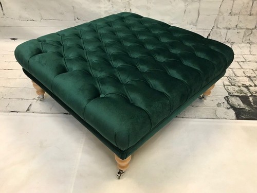 Large buttoned footstool - large,