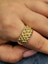 New Solid 9ct Yellow Gold Men's Signet Keeper Ring size: S+ Hallmarked Four Row