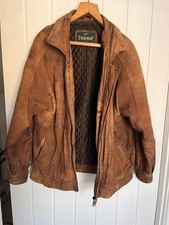 Trekway Distressed Tan Leather Coat Jacket Vintage 1990s, Size XL