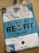 M & S Uniform 2 Boy's White Long Sleeve School Shirts 10-11 TALL LONG Non iron