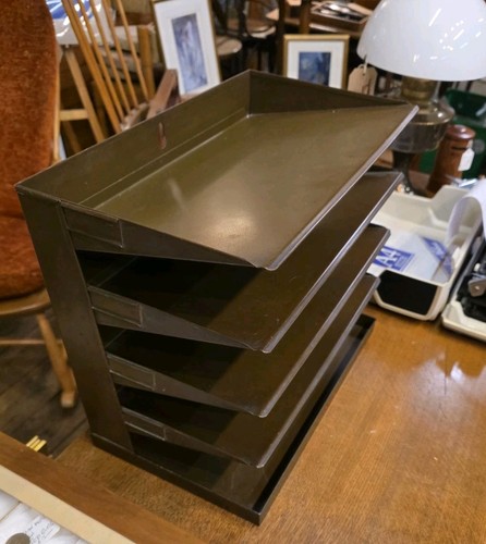 Vintage industrial desk - desk, paper
