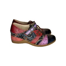 Socofy New Patchwork Leather Wedge Shoes Mary Jane Oxford Style EU 40 UK 6.5 