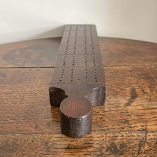 Antique 19th century handmade mahogany cribbage board