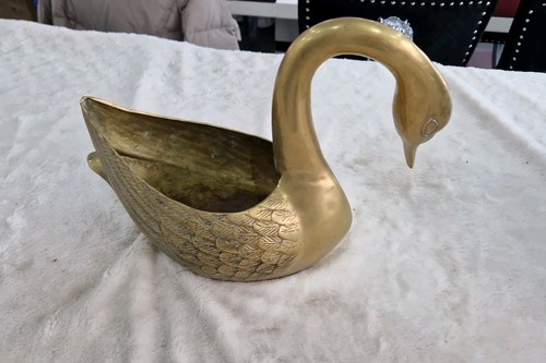 Vintage brass swan planter - vintage,
