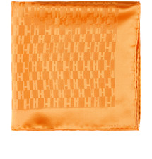Hermes Faconnee Grand H Pocket Square 45 40 cm x 40 cm Silk Orange