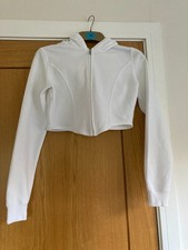 Hollister white cropped hoodie