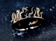 Black Unisex Adults Tungsten Octopus Tentacles Wraparound Wedding Ring - 8mm