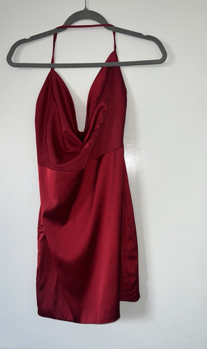 Red silk mini - dress, with