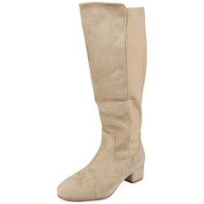 Wide Calf Wide Fit Boots Knee High Zip Mid Heel Calf Stretchy Comfy Ladies Shoes