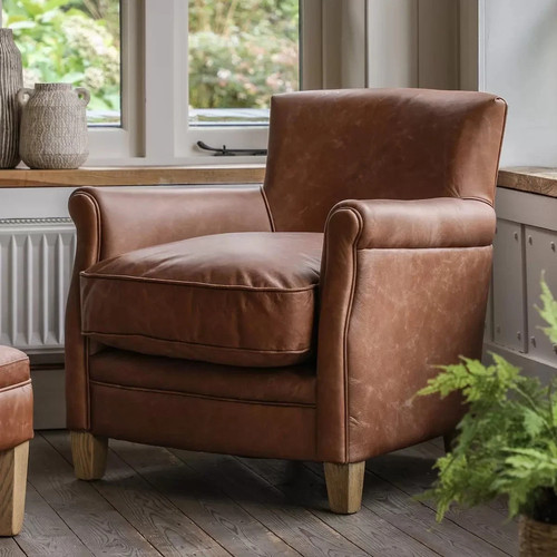 Vintage brown leather armchair - vintage,