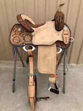 Leather Western Barrel Rough Out Saddle with Free Matching Tack Set & All Sizes.