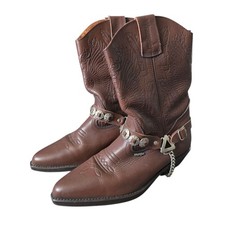 Vintage Wrangler Cowboy Leather Boots Brown UK 4 US 6 - Very Good Condition