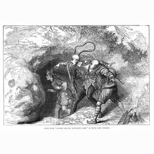 THEATRE Scene from Aladdin and His Wonderful Lamp at Drury Lane - Old Print 1875