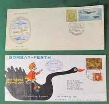 INDIA 2 flight covers Air India 1960`s  (HcY28)
